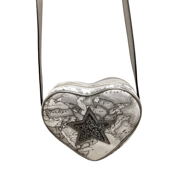 Alviero Martini Bag Women’s 1 Size Heart Shape Crossbody Leather World Map White - Picture 3 of 10